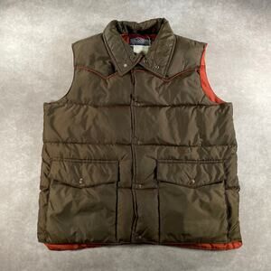 70’s Down Designs Brown Duck Down Puffer Vest FLAWS Large